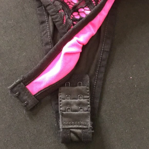 Pink & Black Lace Bodysuit with Bottom Closure - Picture 10 of 11